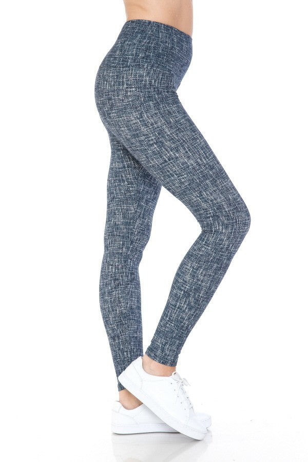 5-inch Long Yoga Style Banded Lined Multi Printed Knit Legging With High Waist Smile Sparker