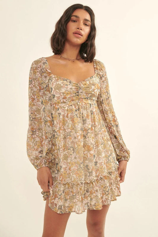 A Floral Print, Woven Mini Dress Smile Sparker