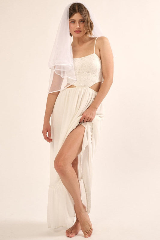 A Sheer, Chiffon Floral Lace Maxi Dress Smile Sparker