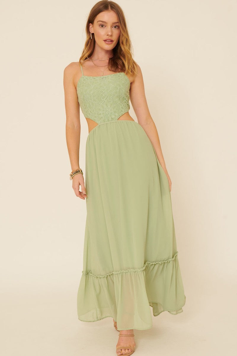 A Sheer, Chiffon Floral Lace Maxi Dress Smile Sparker