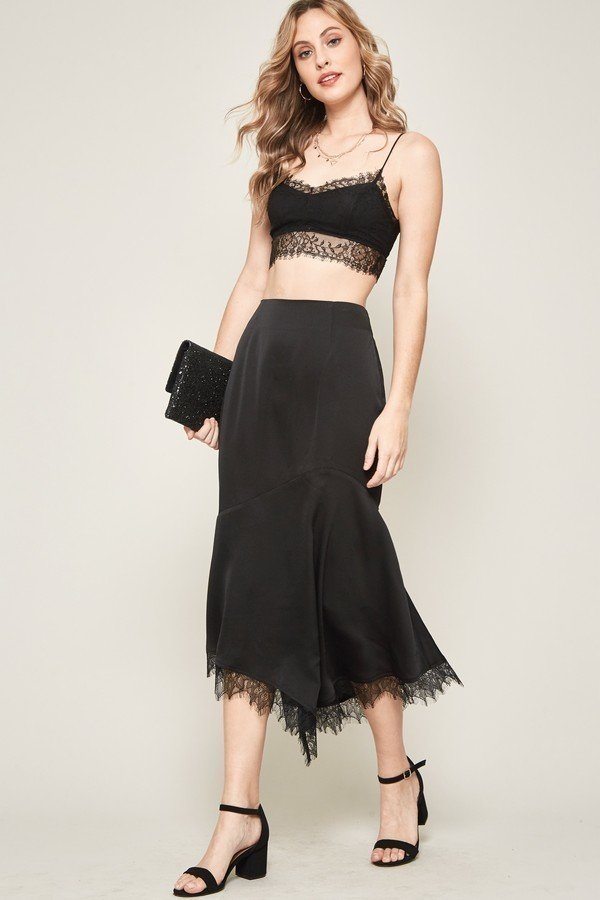 A Solid Woven Midi Skirt Smile Sparker