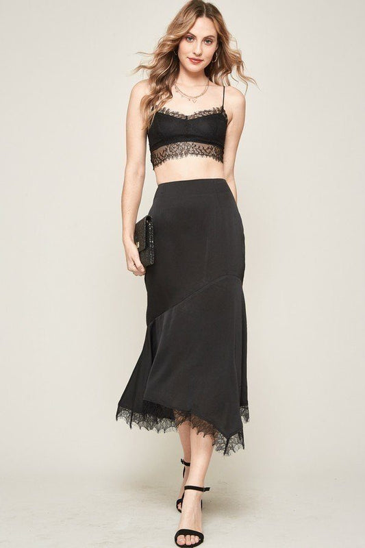 A Solid Woven Midi Skirt Smile Sparker