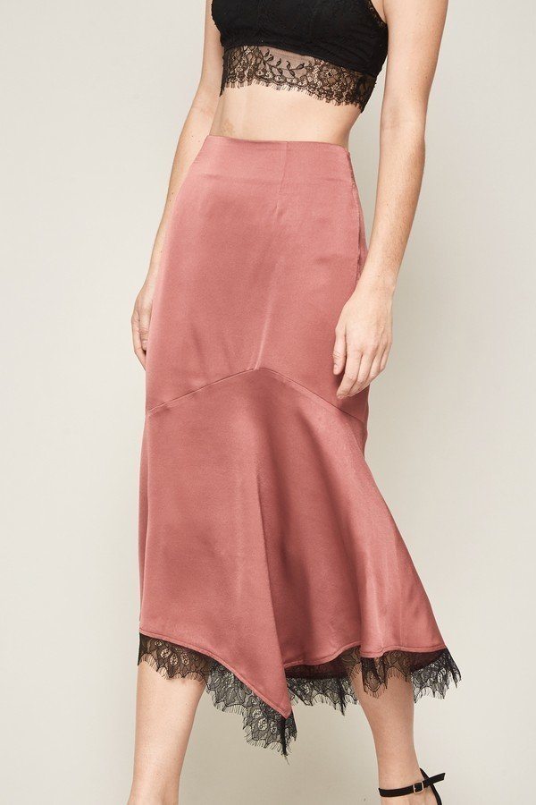 A Solid Woven Midi Skirt Smile Sparker