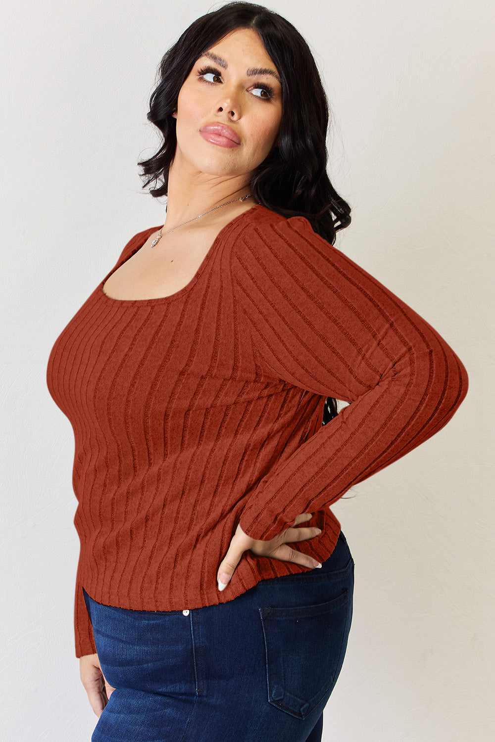 Basic Bae Full Size Ribbed Long Sleeve T-Shirt - TOPS - Mixed