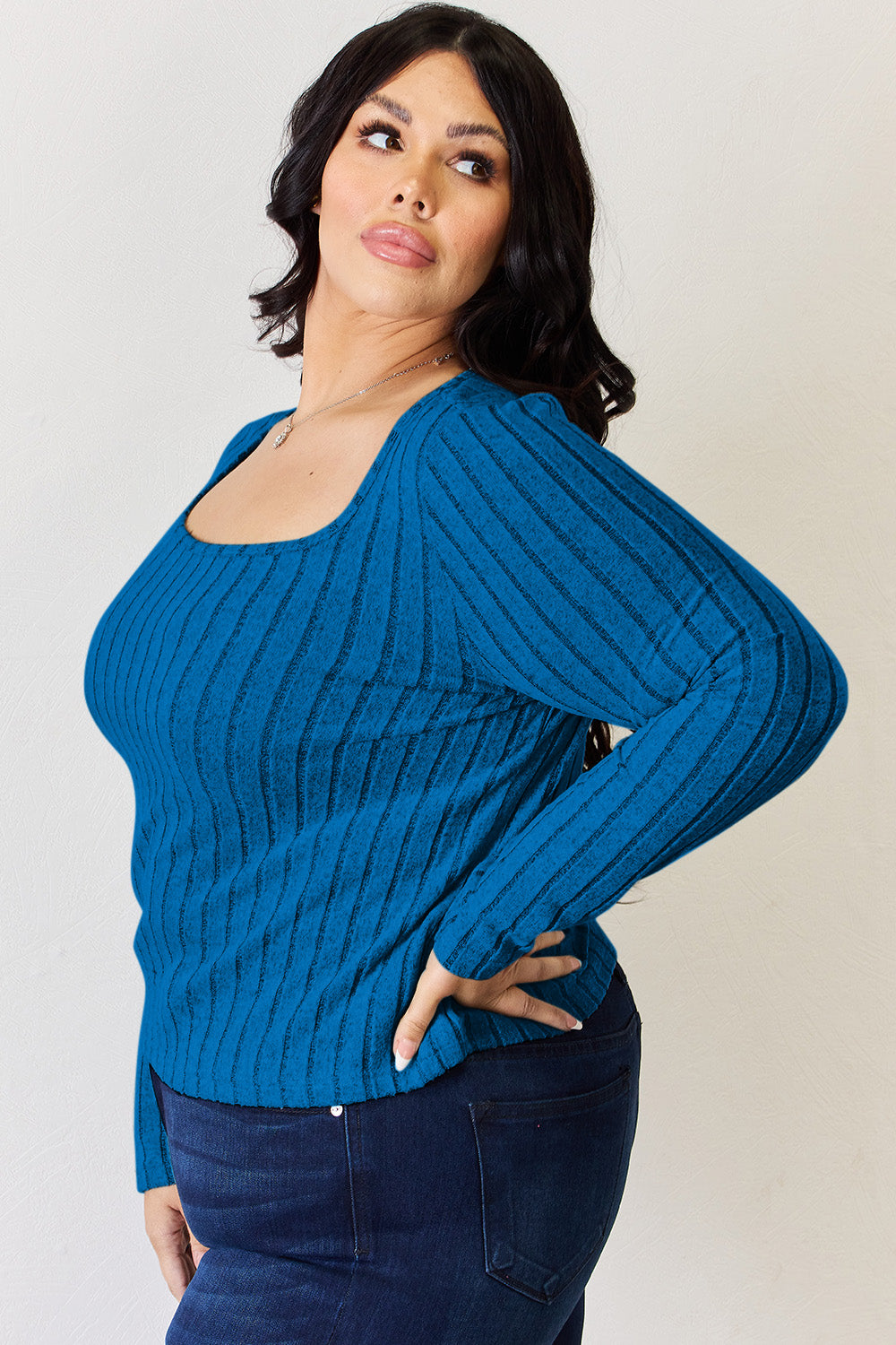 Basic Bae Full Size Ribbed Long Sleeve T-Shirt - TOPS - Mixed