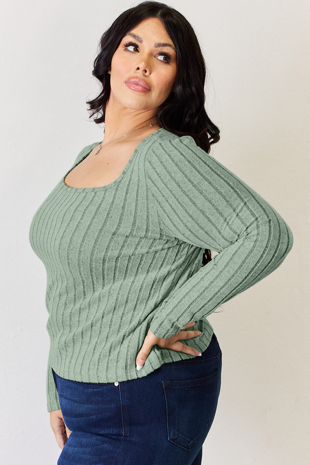 Basic Bae Full Size Ribbed Long Sleeve T-Shirt - TOPS - Mixed