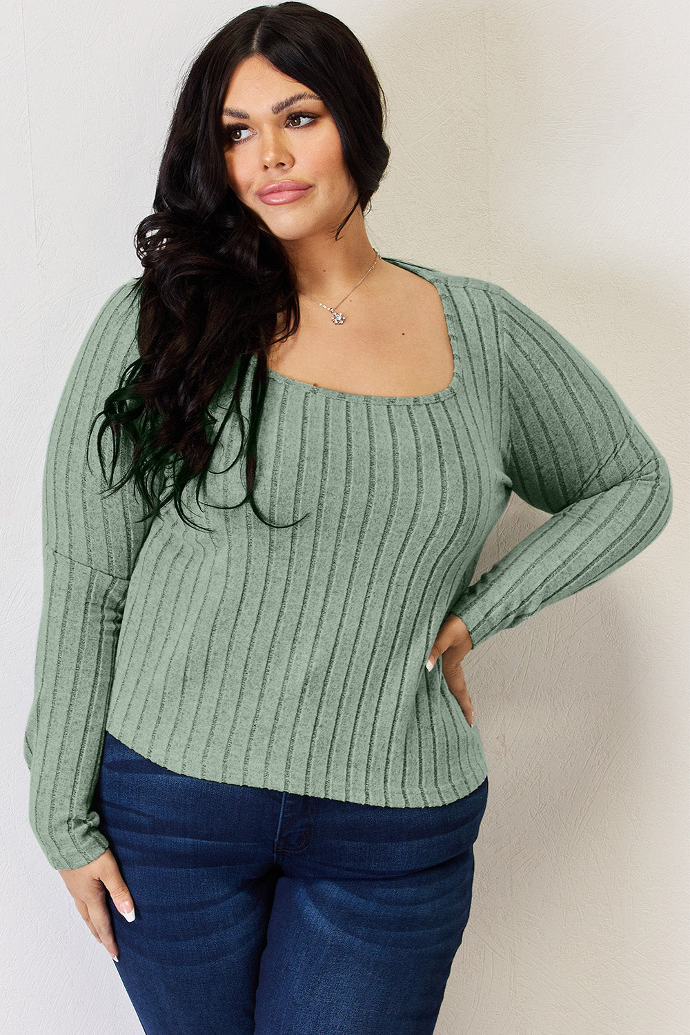 Basic Bae Full Size Ribbed Long Sleeve T-Shirt - TOPS - Mixed