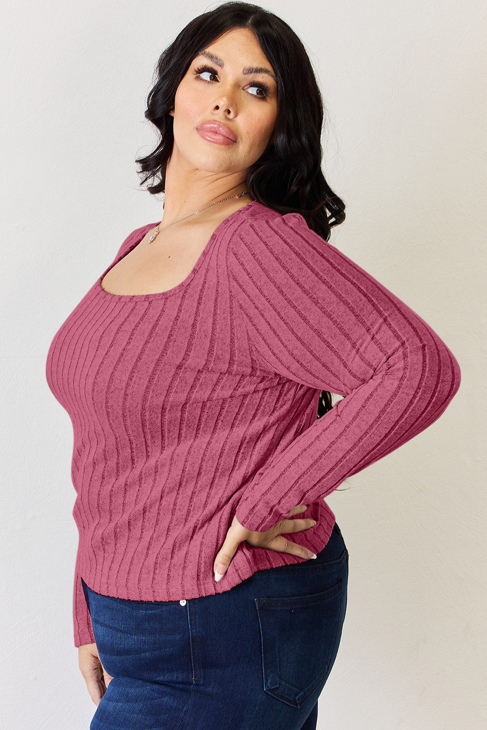 Basic Bae Full Size Ribbed Long Sleeve T-Shirt - TOPS - Mixed