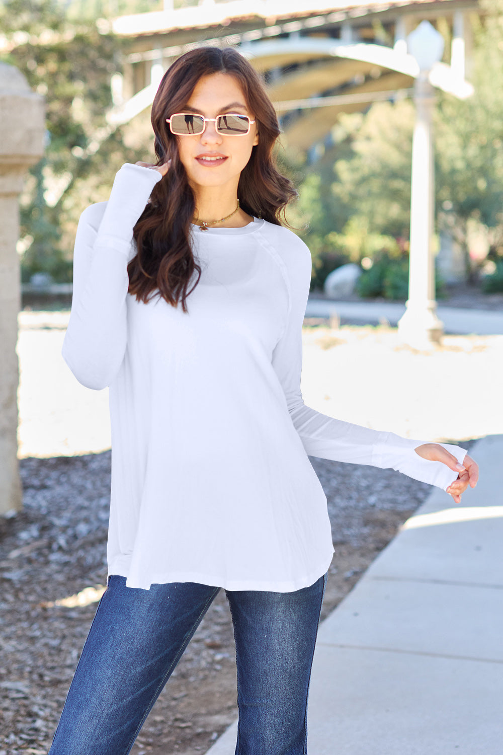 Basic Bae Full Size Round Neck Long Sleeve T-Shirt - White / S - TOPS - Mixed
