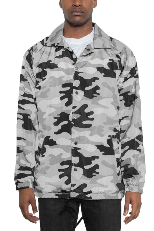 Camo Print Coachs Jacket Smile Sparker