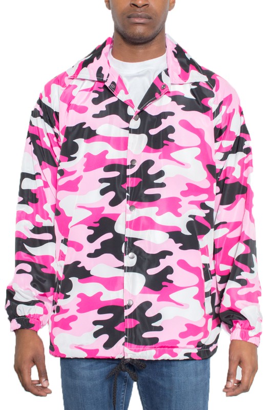 Camo Print Coachs Jacket Smile Sparker