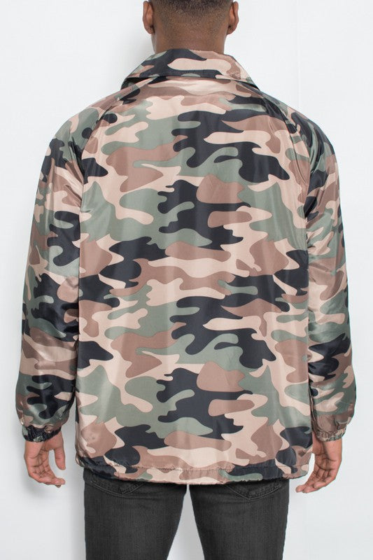 Camo Print Coachs Jacket Smile Sparker