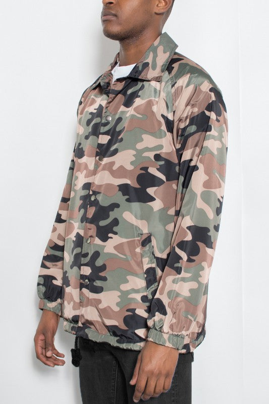 Camo Print Coachs Jacket Smile Sparker