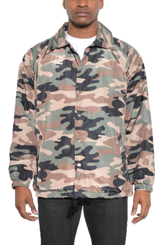 Camo Print Coachs Jacket Smile Sparker