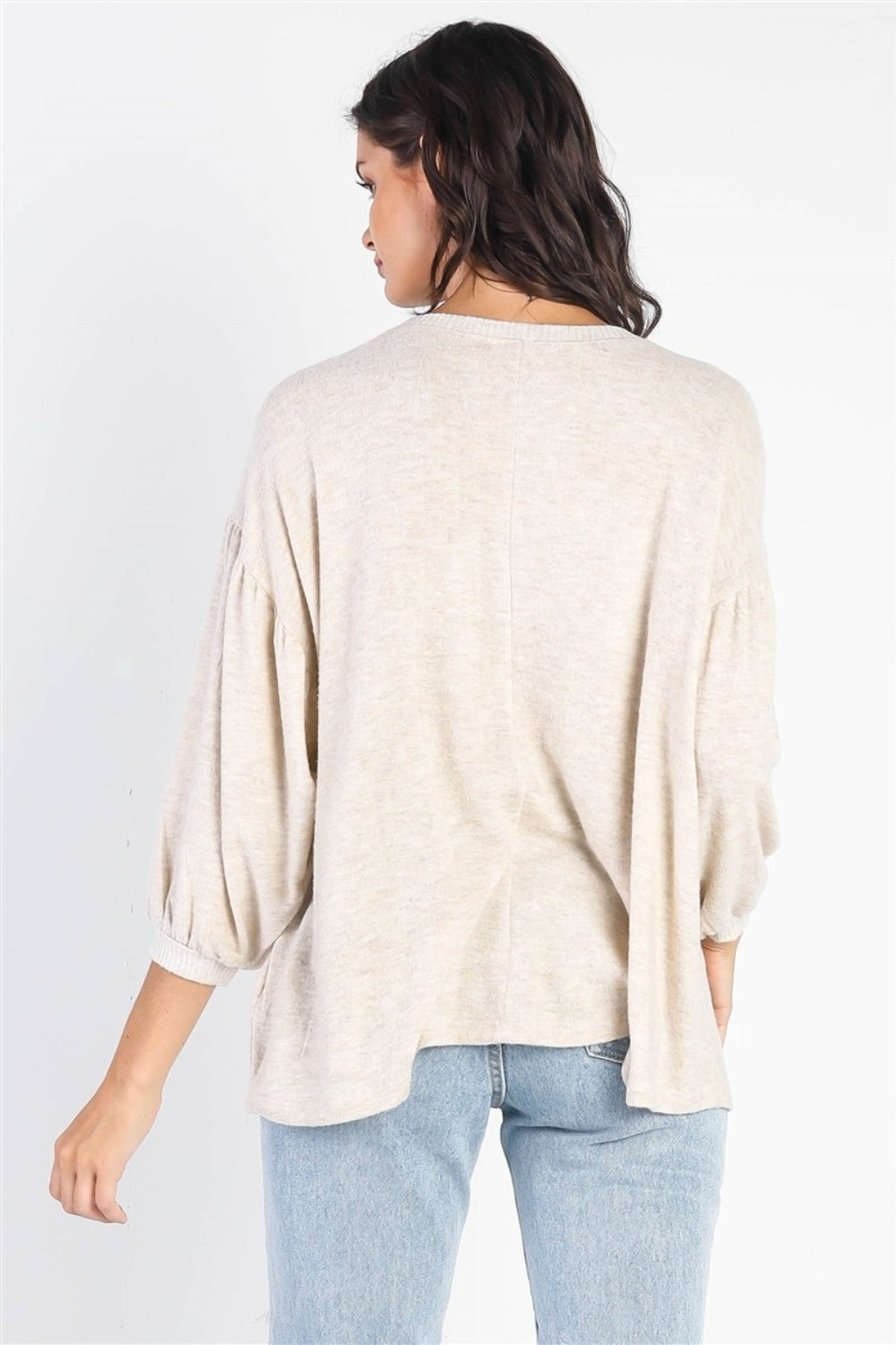 Cherish Apparel Drop Shoulder Puff Sleeve Top - TOPS - Mixed