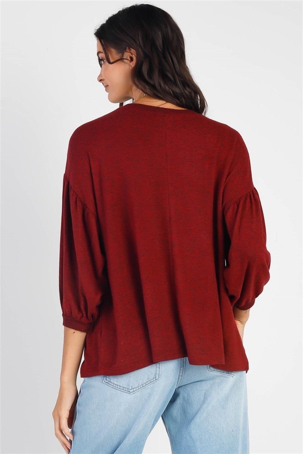 Cherish Apparel Drop Shoulder Puff Sleeve Top - TOPS - Mixed