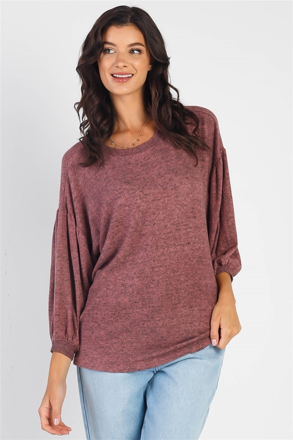 Cherish Apparel Drop Shoulder Puff Sleeve Top - TOPS - Mixed