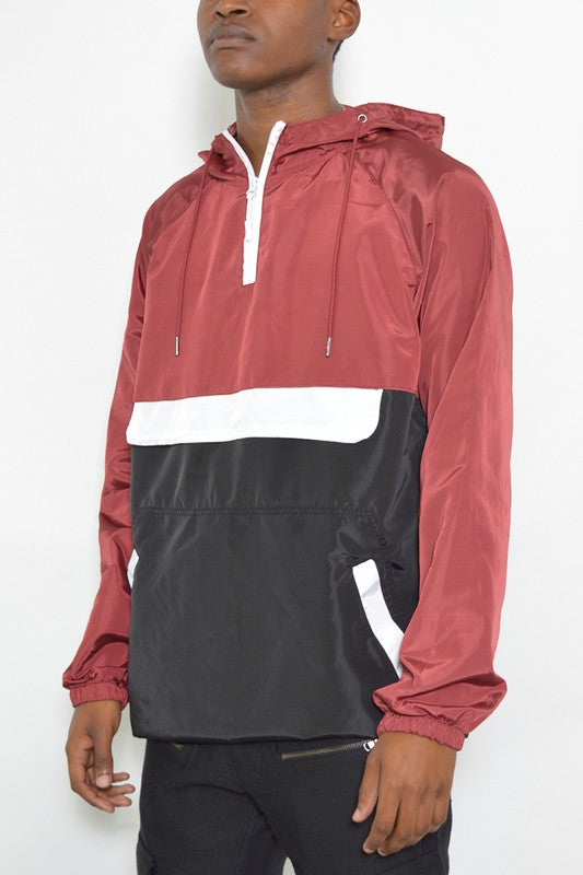 Color Block Anorak Jacket Pullover Windbreaker Smile Sparker