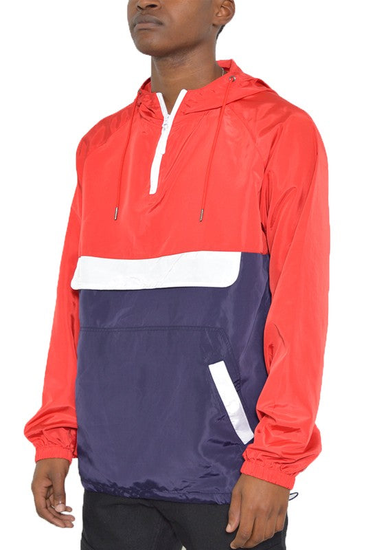 Color Block Anorak Jacket Pullover Windbreaker Smile Sparker