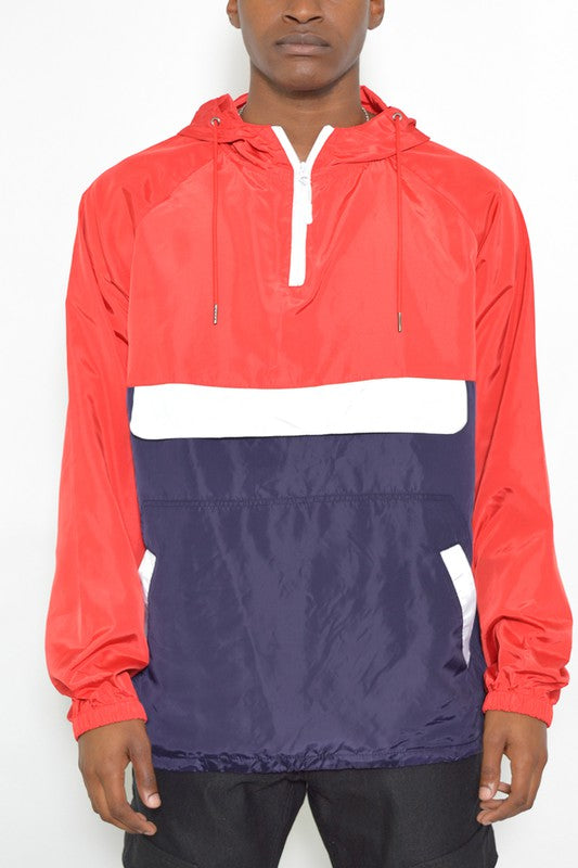 Color Block Anorak Jacket Pullover Windbreaker Smile Sparker