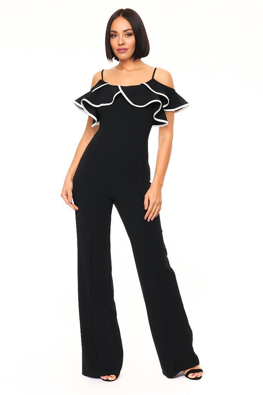 Color Block Binding Detailed Fashion Jumpsuit Smile Sparker