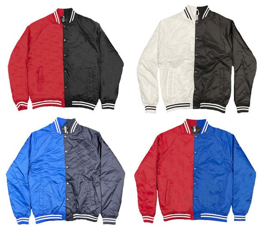 Color Block Two Tone Varsity Jacket Smile Sparker