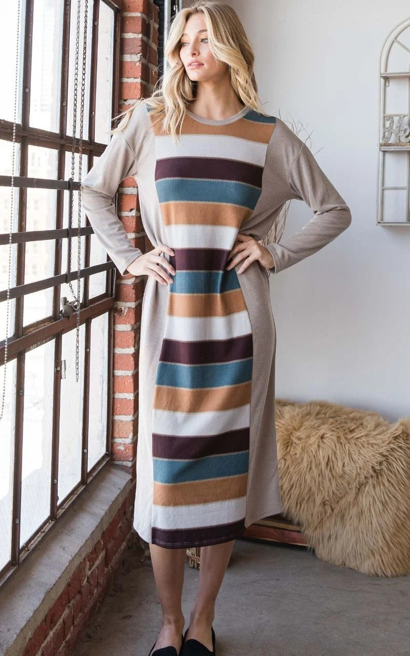 Colorblock Striped Dress Smile Sparker