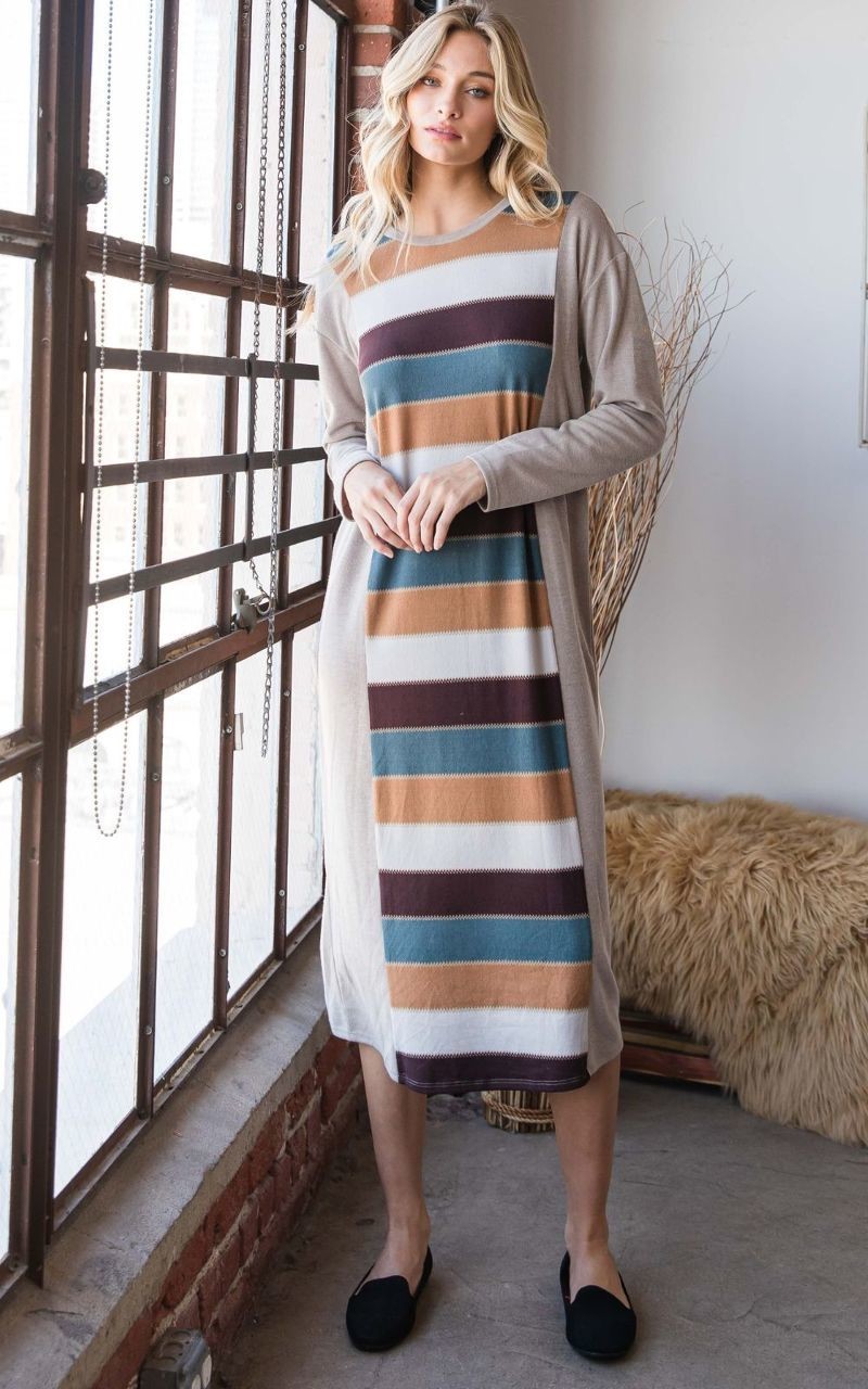 Colorblock Striped Dress Smile Sparker