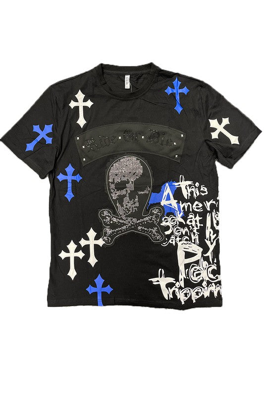 Cotton Print Chome Cross T - shirt Smile Sparker