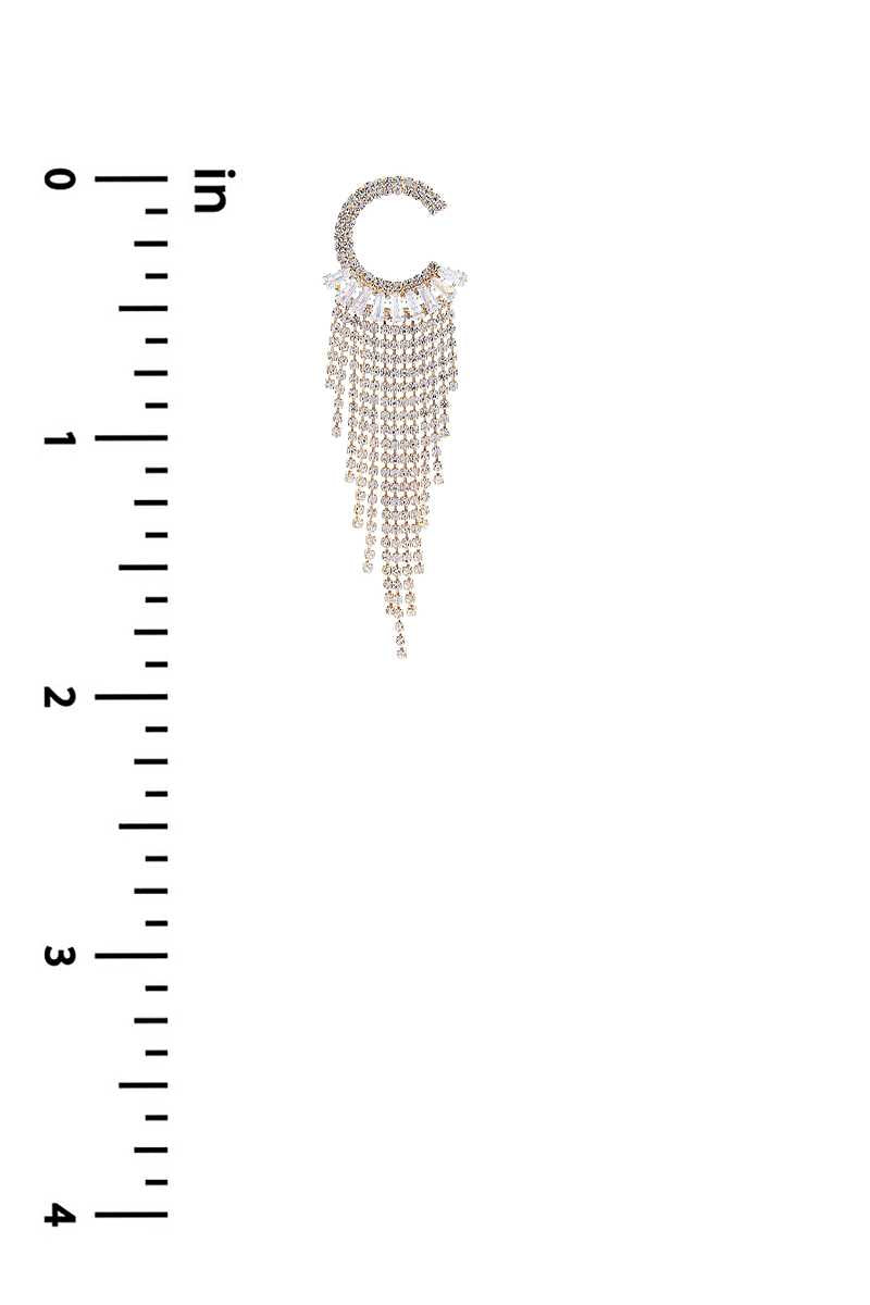 Crystal C Shape Baguette Fringe Earring Smile Sparker