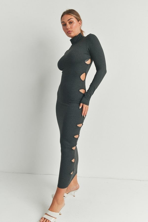 Cutout Detail Maxi Dress - DRESSES - Grey