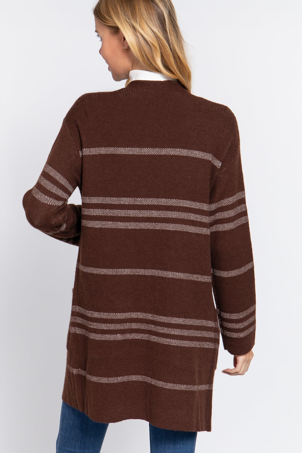 Dolman Slv Stripe Open Sweater Cardigan Smile Sparker