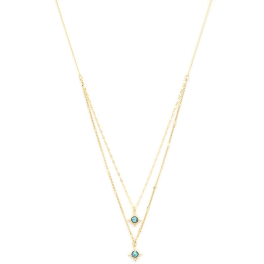 Double Star Crystal Layered Necklace Smile Sparker