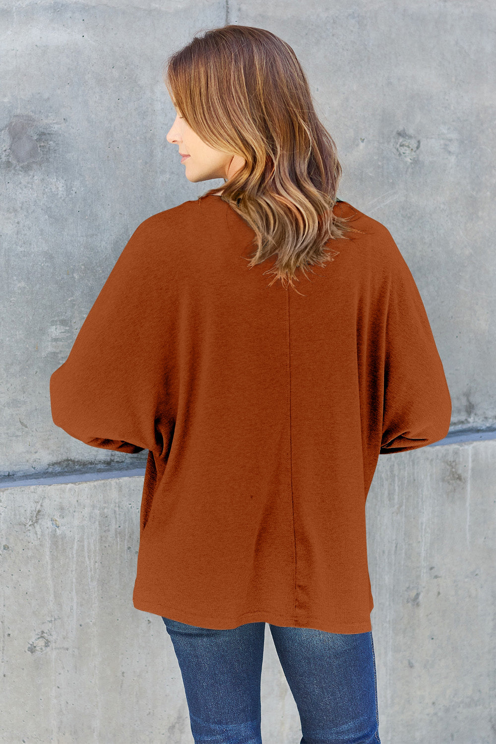 Double Take Full Size Round Neck Long Sleeve T-Shirt - SHIRTS & BLOUSES - Mixed