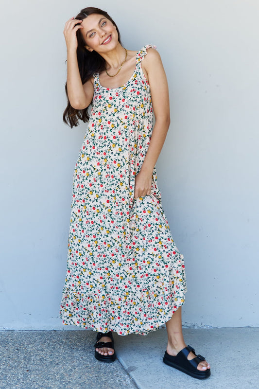 Doublju In The Garden Ruffle Floral Maxi Dress in Natural Rose - Floral / S - DRESSES - Floral print