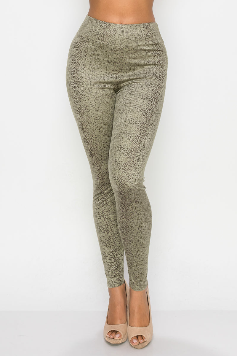 Embossed Snake Print Top And Leggings Set Smile Sparker