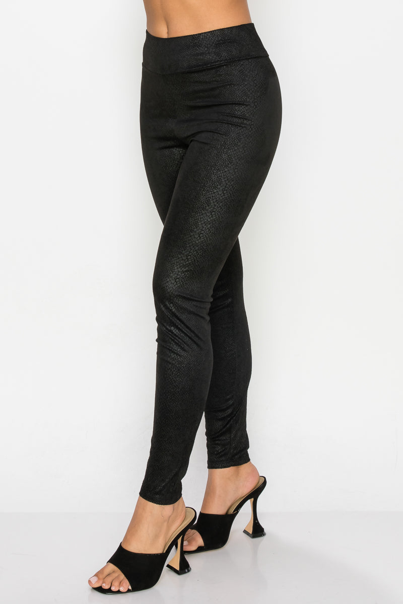 Embossed Snake Print Top And Leggings Set Smile Sparker