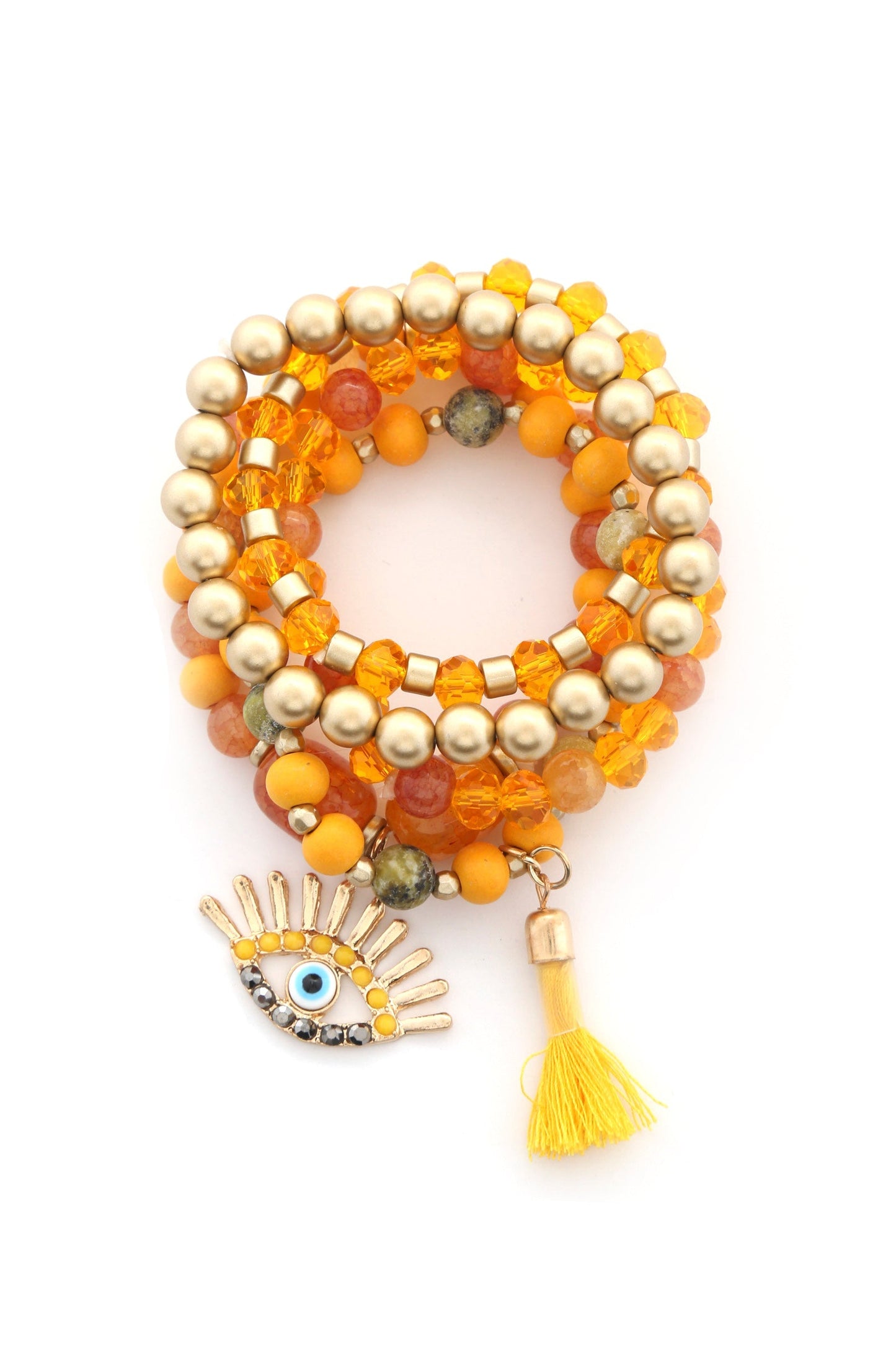 Evil Eye Bead Tassel Bracelet Set Smile Sparker