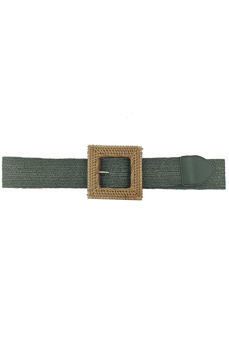 Fashion Square Straw Buckle Belt Smile Sparker