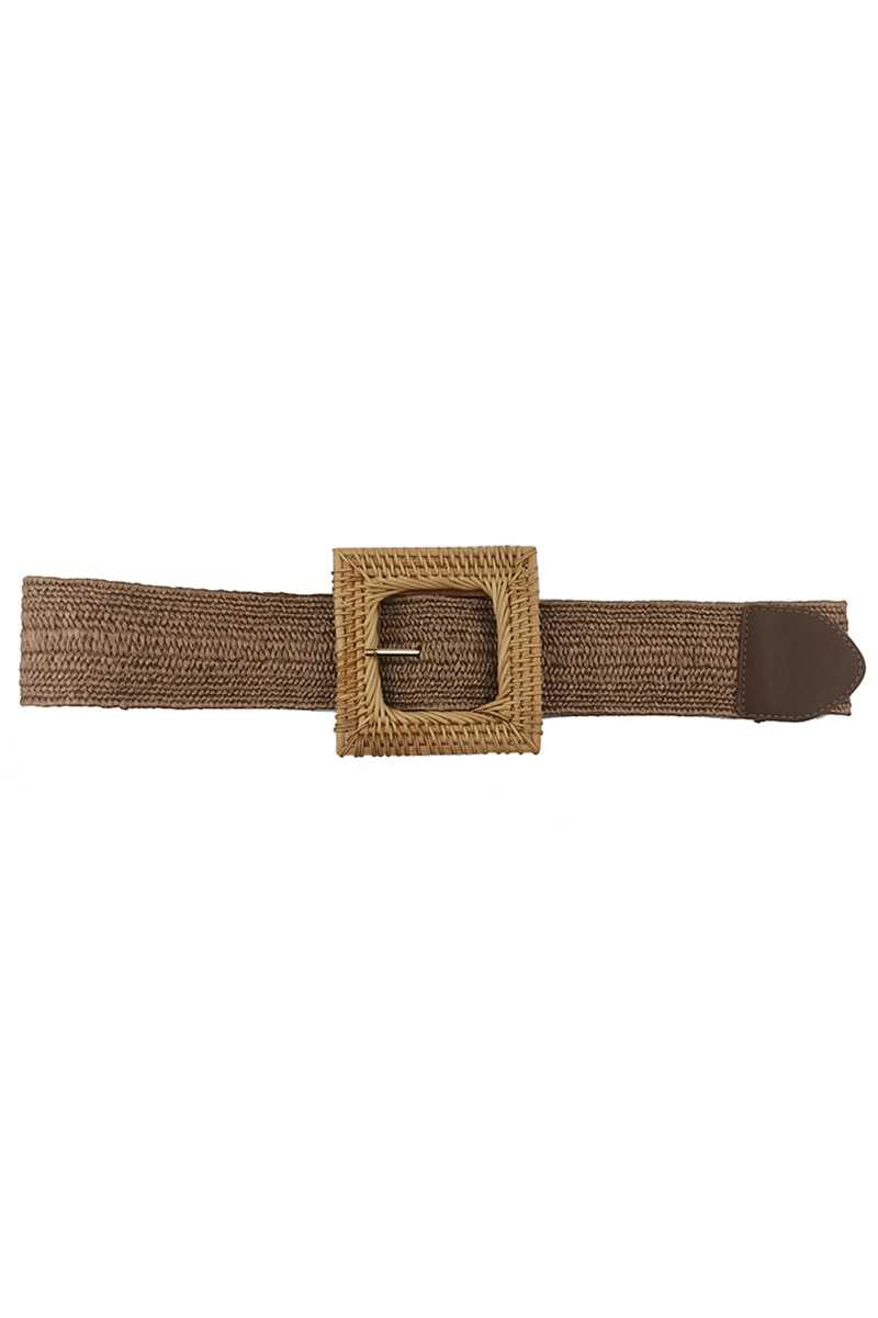 Fashion Square Straw Buckle Belt Smile Sparker