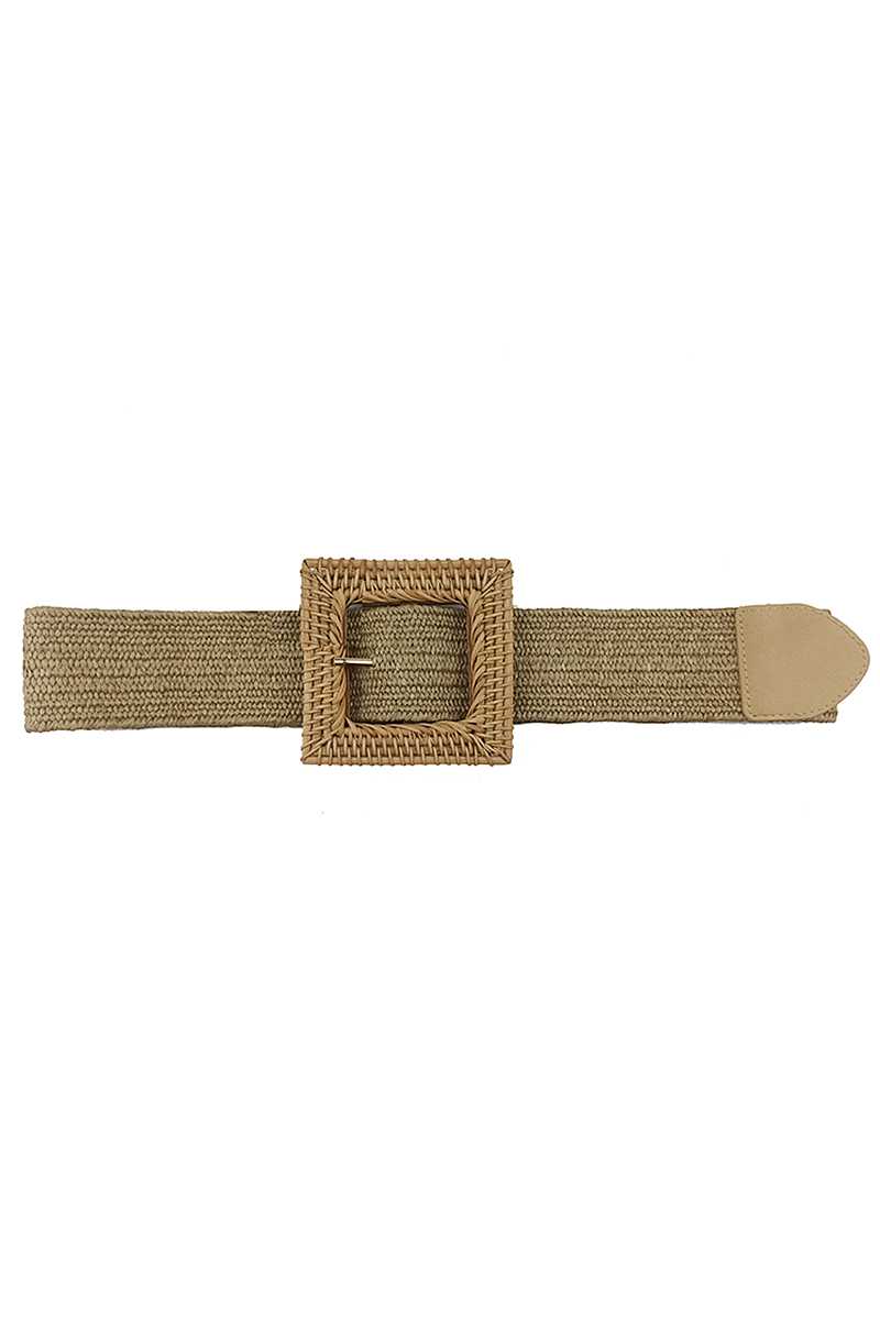 Fashion Square Straw Buckle Belt Smile Sparker