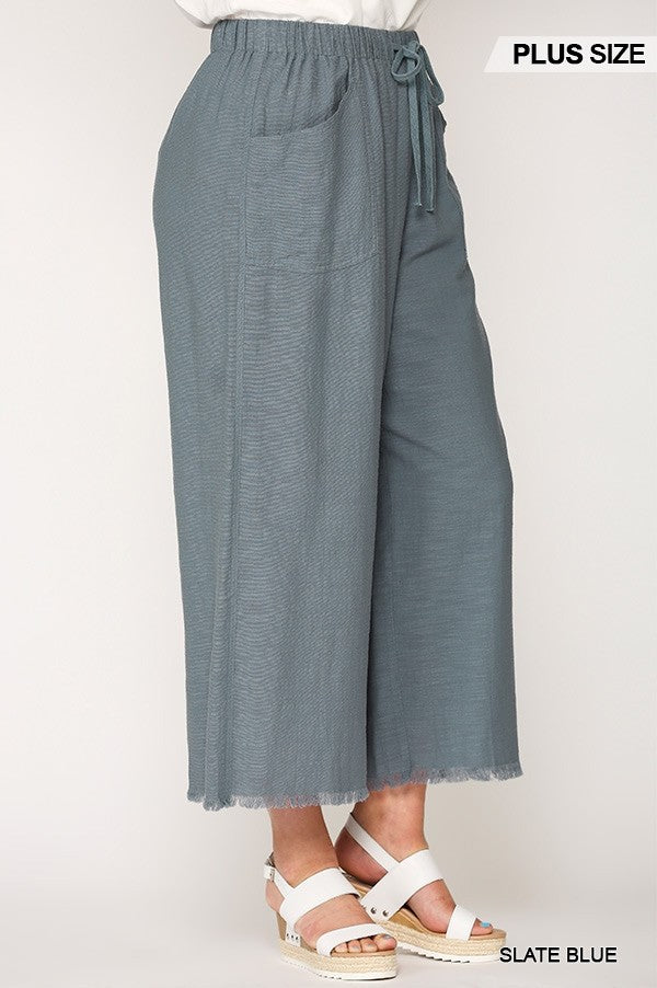 Frayed Wide Leg Pants With Pockets Smile Sparker