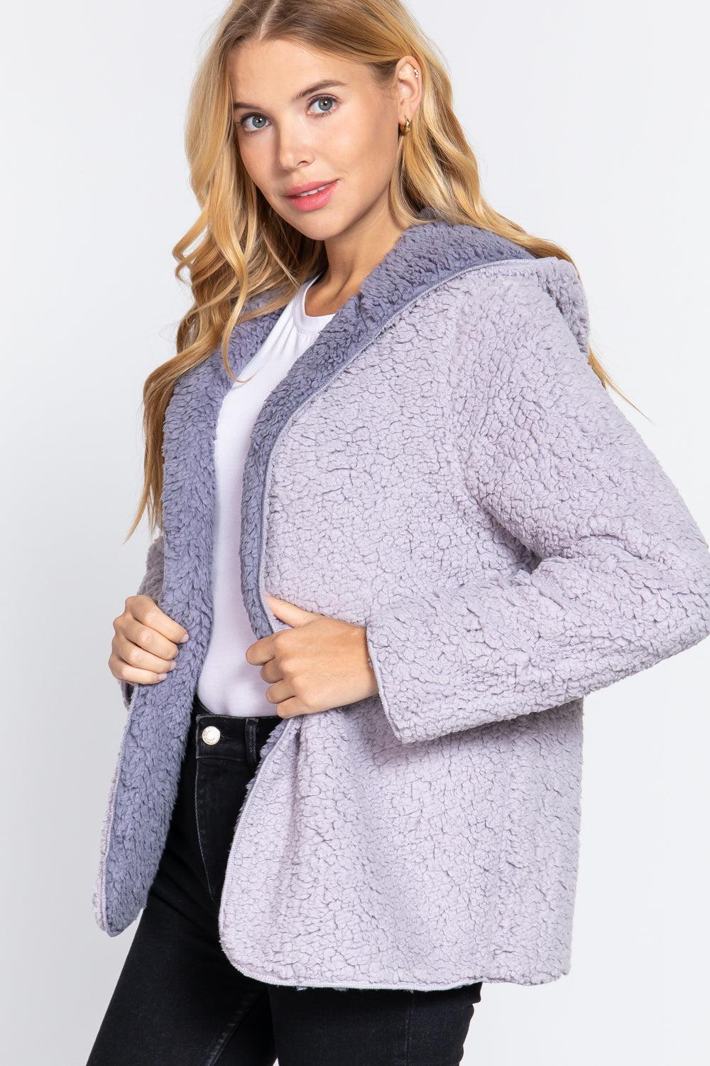 Hoodie Faux Fur Reversible Jacket Smile Sparker