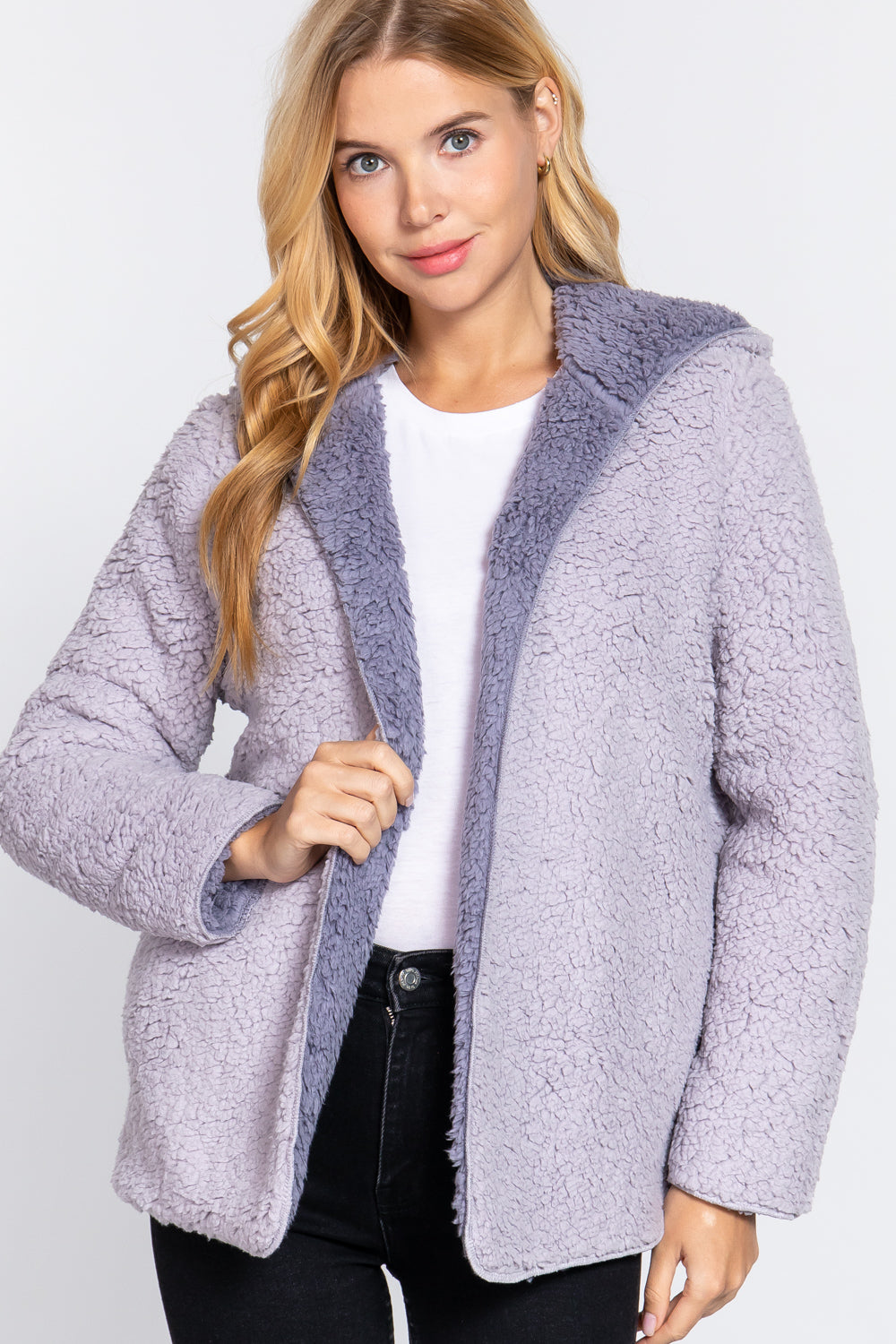 Hoodie Faux Fur Reversible Jacket Smile Sparker