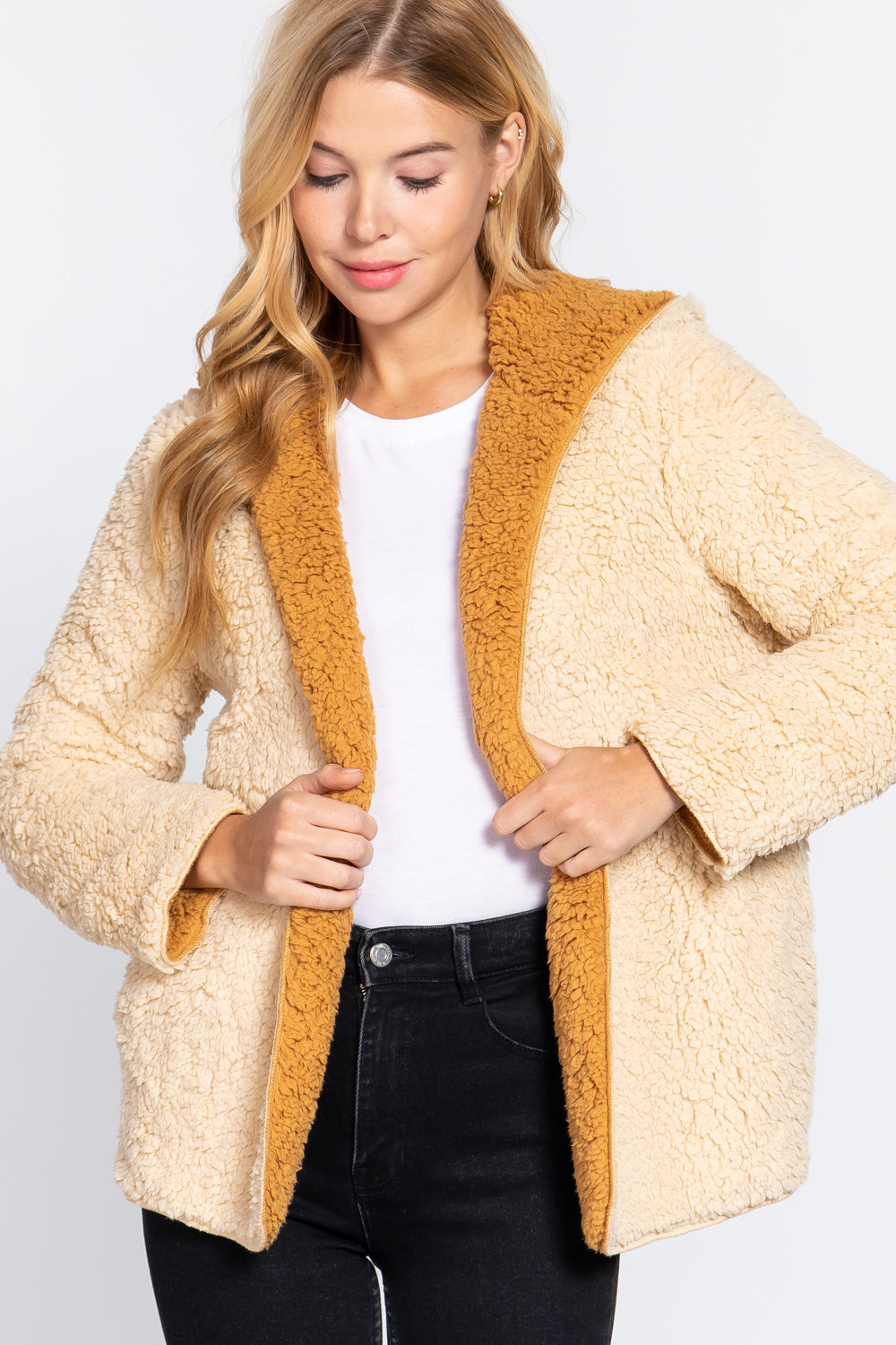 Hoodie Faux Fur Reversible Jacket Smile Sparker