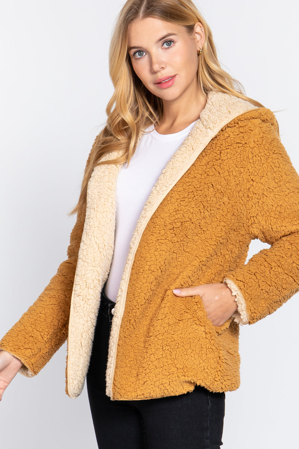 Hoodie Faux Fur Reversible Jacket Smile Sparker