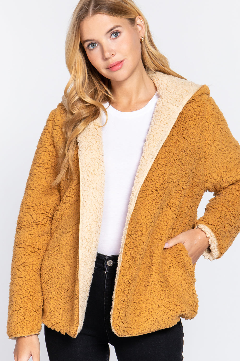 Hoodie Faux Fur Reversible Jacket Smile Sparker