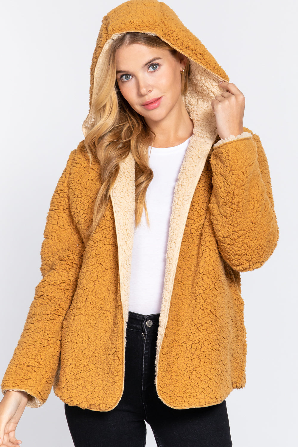 Hoodie Faux Fur Reversible Jacket Smile Sparker