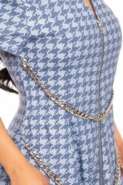 Houndstooth Chain-belt Dress Smile Sparker