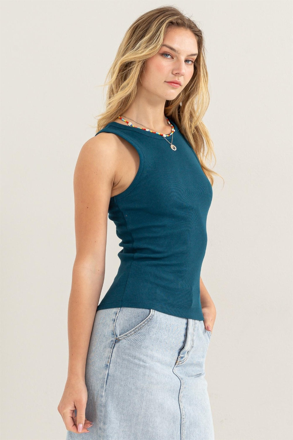 HYFVE Ribbed Round Neck Tank - TOPS - Trendsi